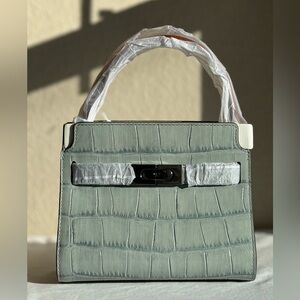 TORY BURCH PETITE LEE RADZIWILL CROC-EMBOSSED DOUBLE BAG